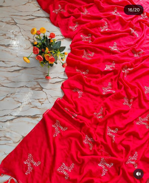 Exclusive Mirror Work Mulmul Cotton Saree