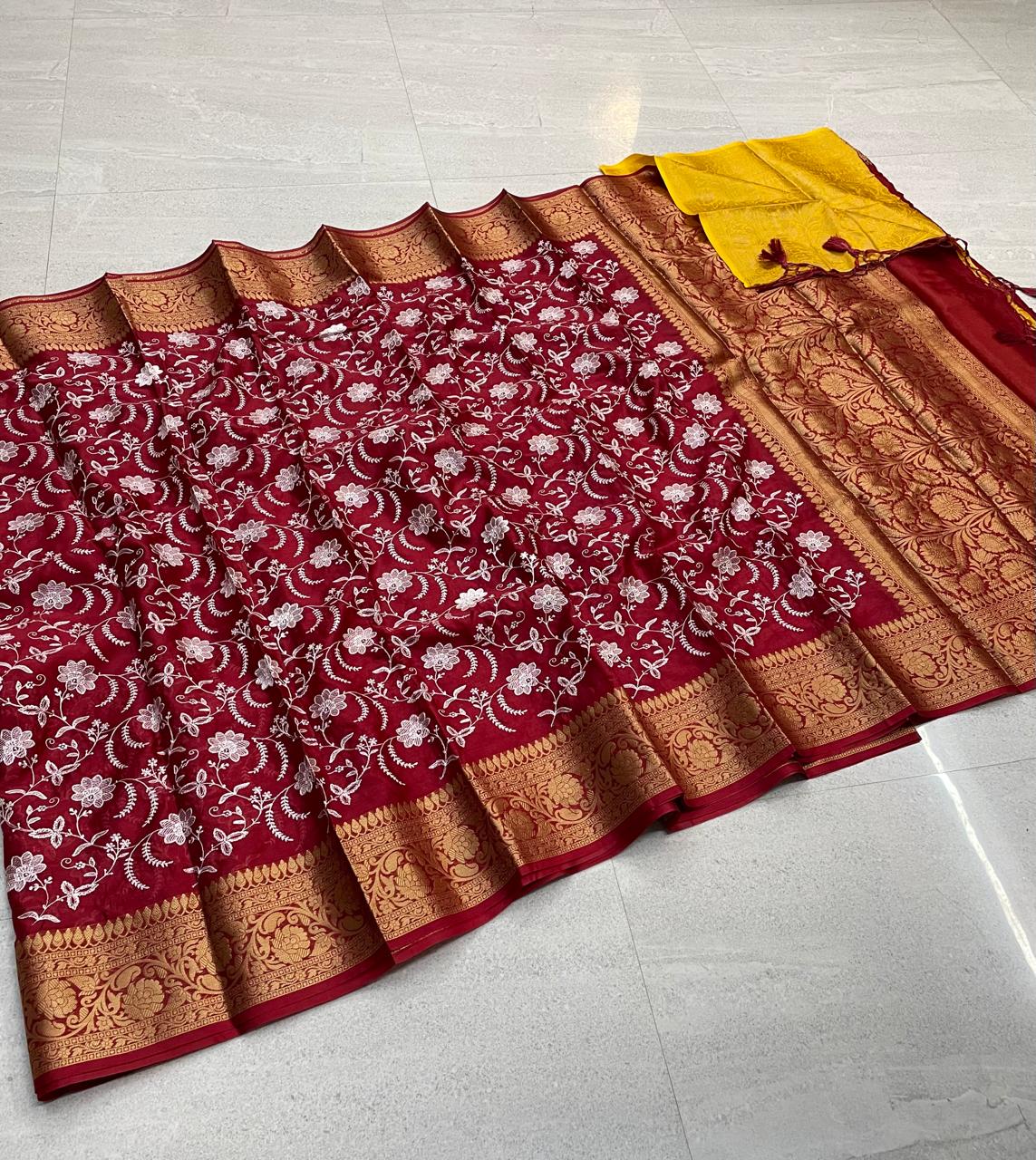 Wam Silk Embroidery Work Saree