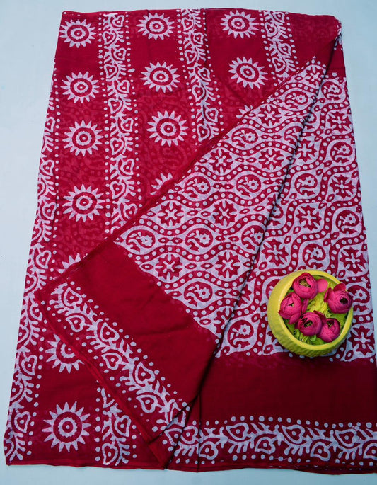 Pure Mulmul Cotton Hand Batik Saree