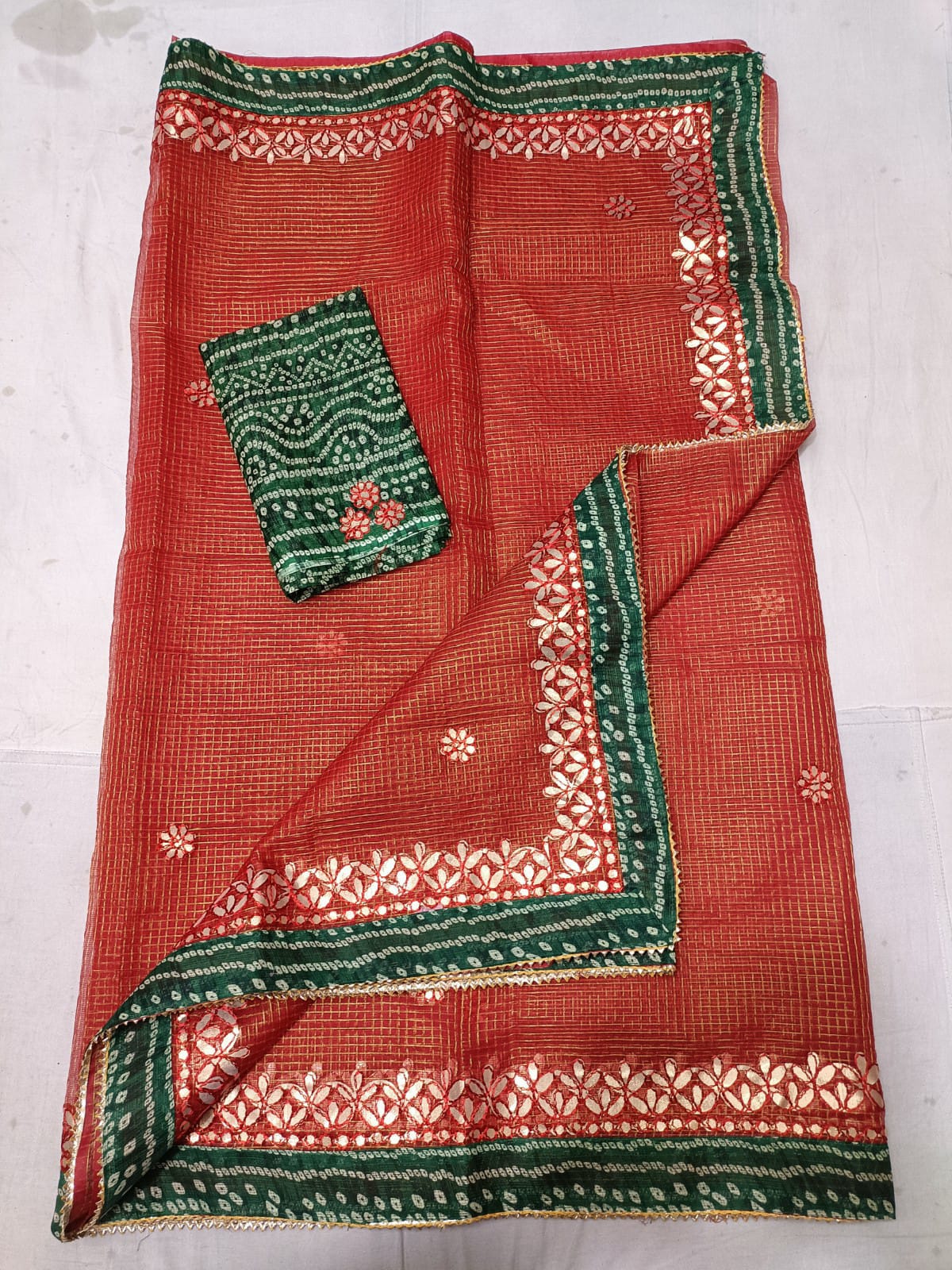 Kota Doria Bandhej Border Saree