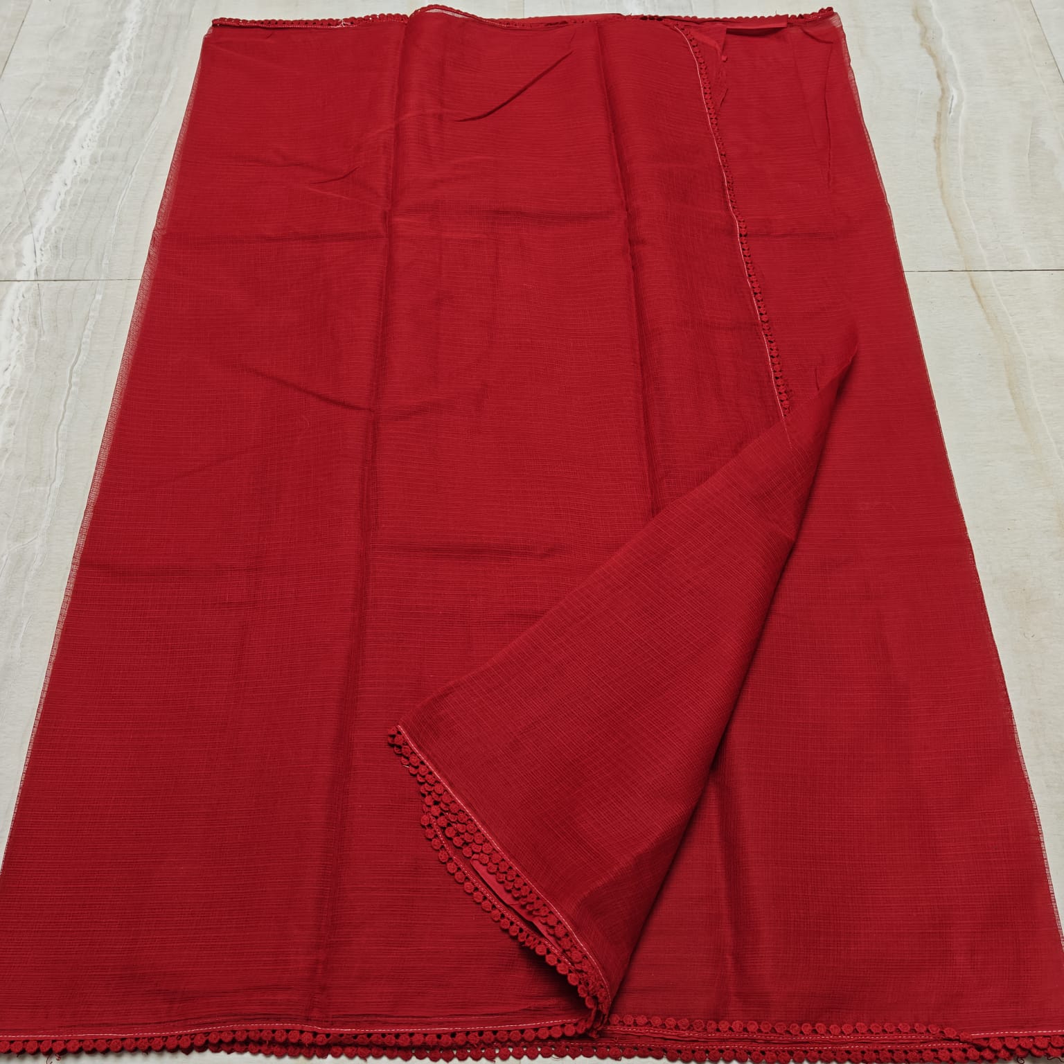 Kota Doria Saree with Crochet Lace