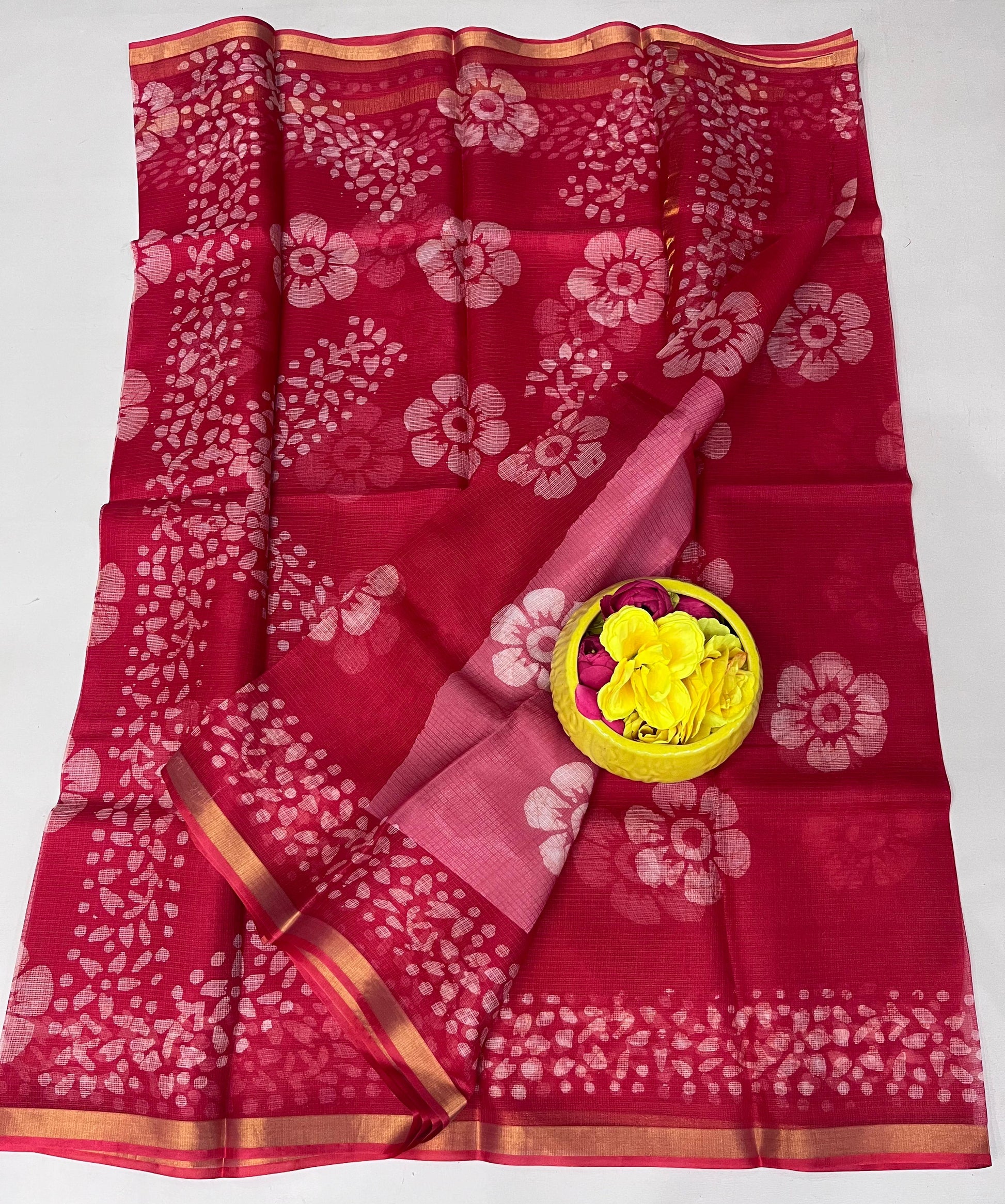 Pure Silk Kota Doria Hand Batik Saree