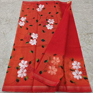 Cotton Kota Hand Brush Paint Saree