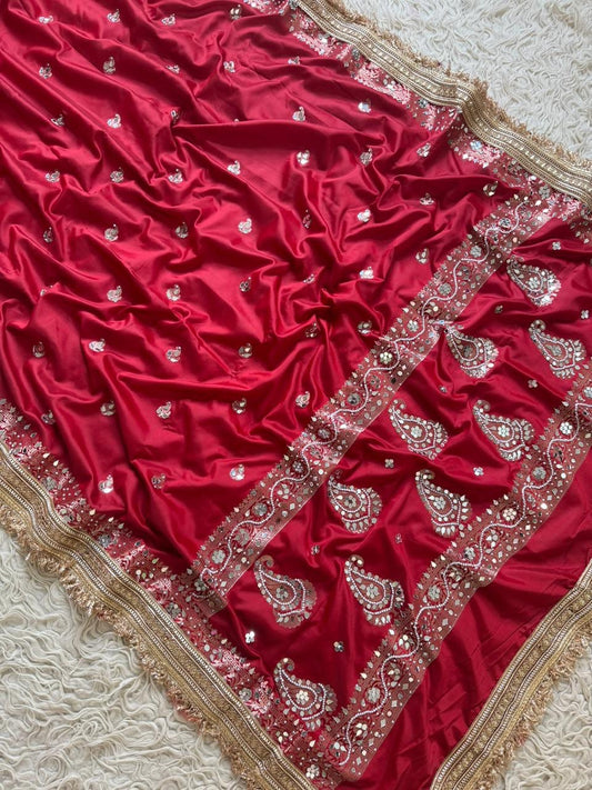 Katan Silk Saree with Lace Work