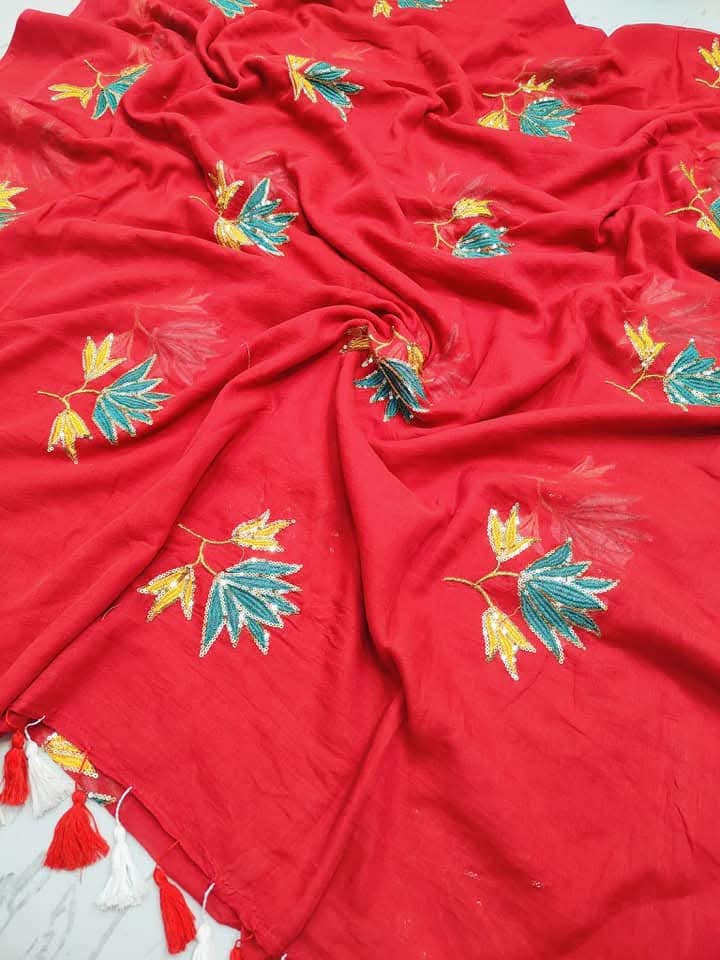Pure Mulmul Cotton Saree with Sequin Work