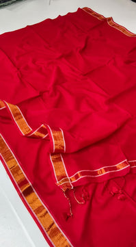 Mulmul Cotton Copper Zari Border Saree
