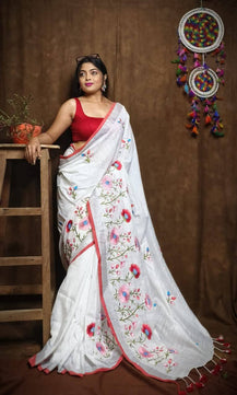 Linen by Linen Saree with Embroidery
