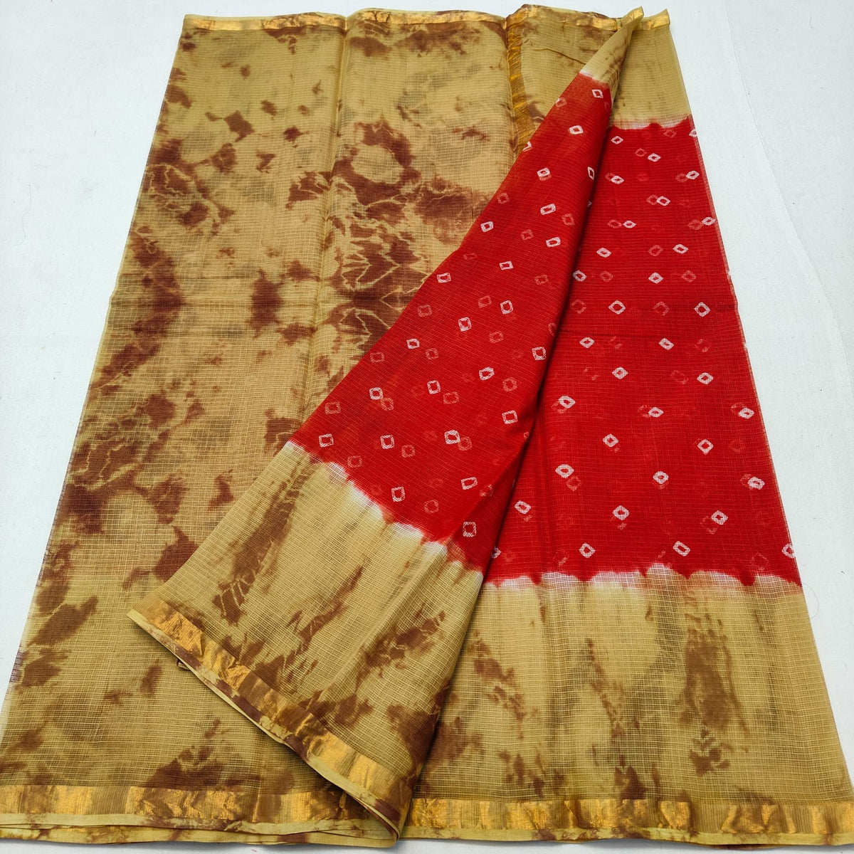 Pure Cotton Kota Doria Hand-Dyed Saree