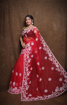 Premium Chiffon Saree with Hakoba Resham Blouse Piece