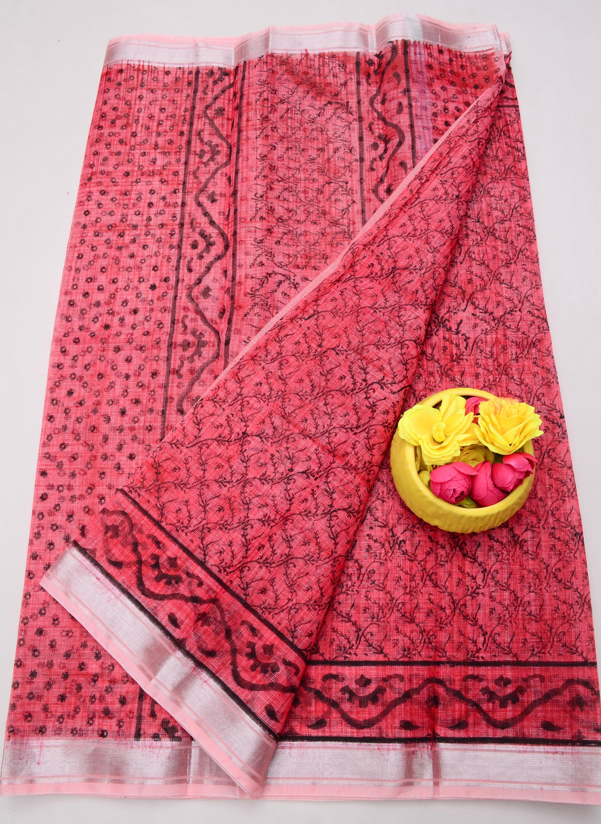 Kota Doria Hand Block Print Saree