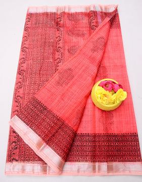 Kota Doria Hand Block Print Saree