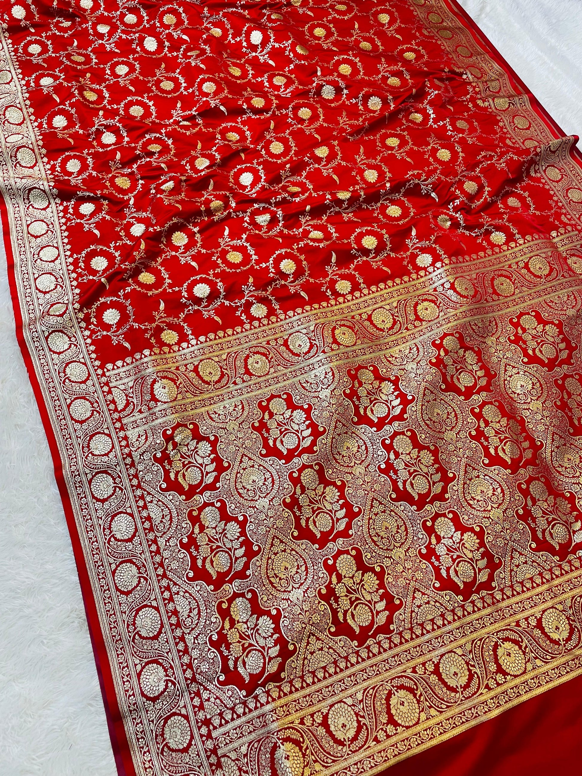 Red Katan Silk Saree
