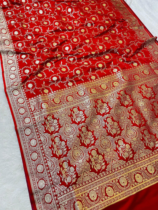 Red Katan Silk Saree