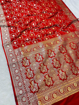 Red Katan Silk Saree