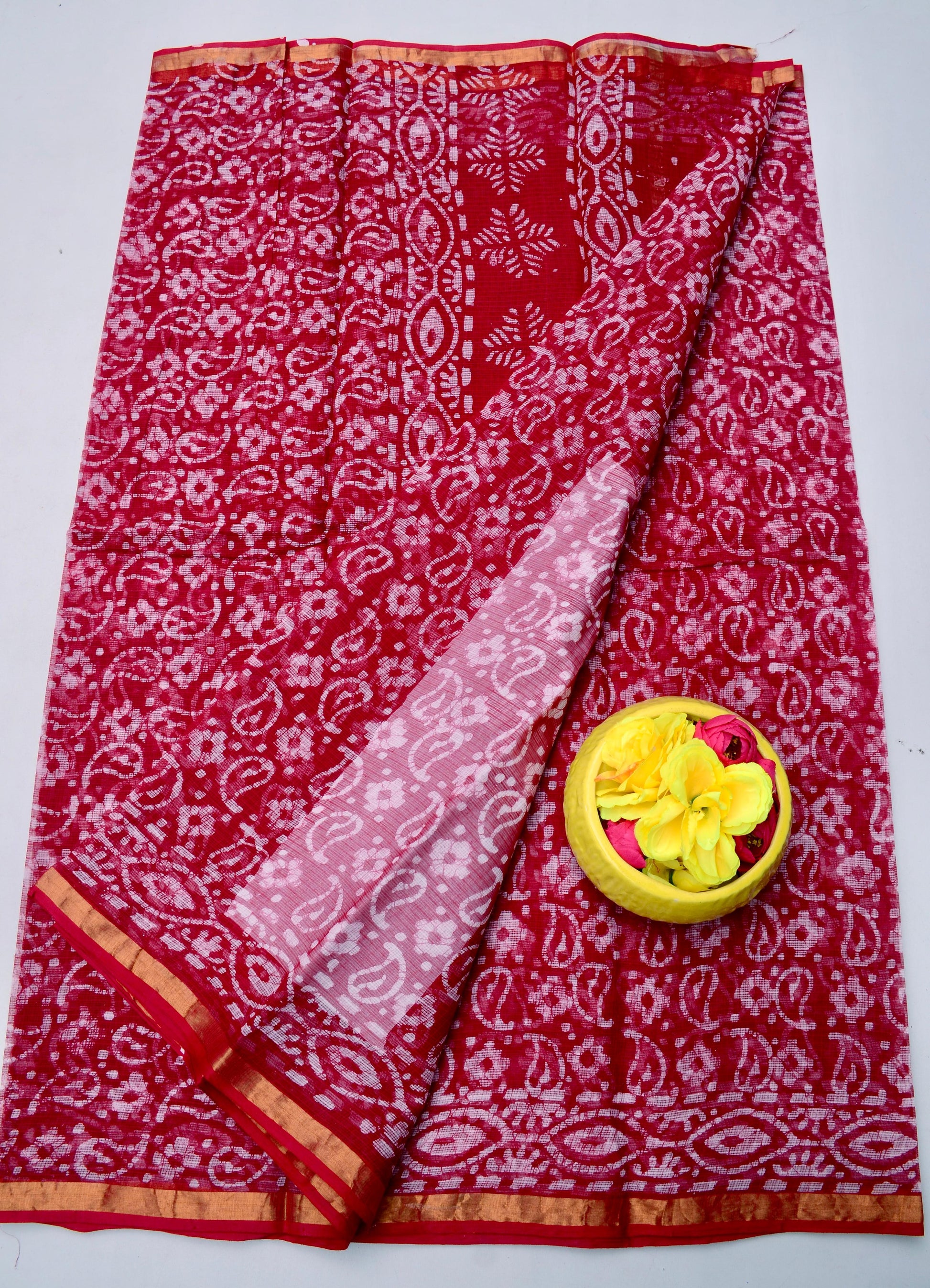 Pure Cotton Kota Doria Saree with Batik Print