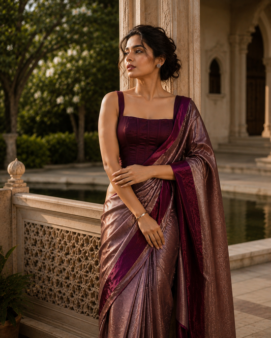 Exclusive Banarasi Soft Tissue Stripes Silk Saree