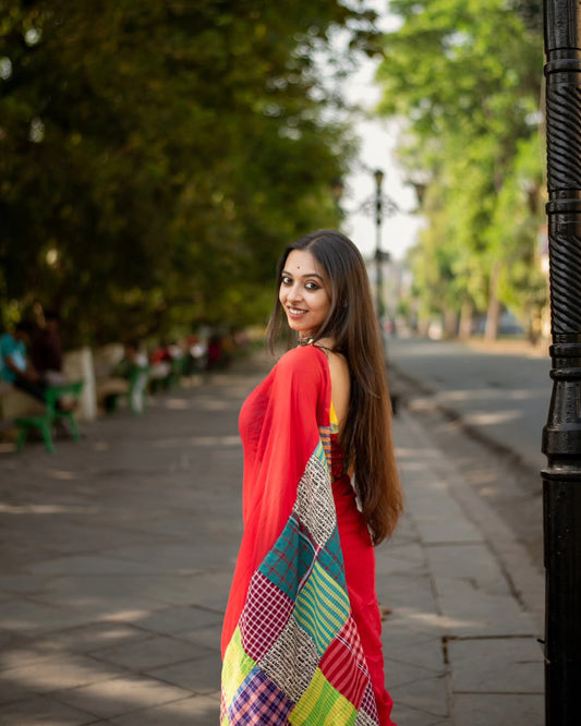 Mulmul Cotton Saree- Mixmatch Box Design