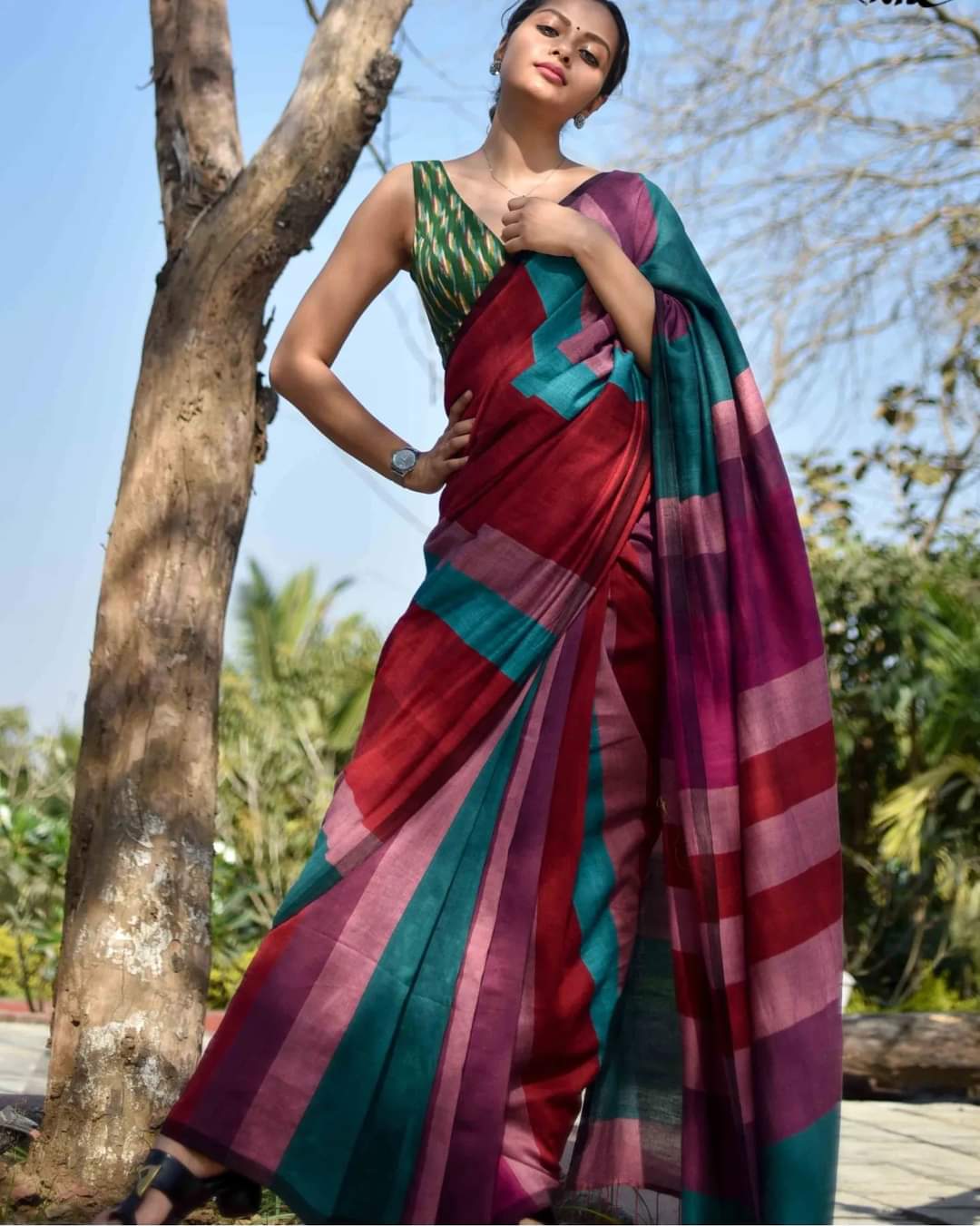 Elegant Sico Stripe Saree