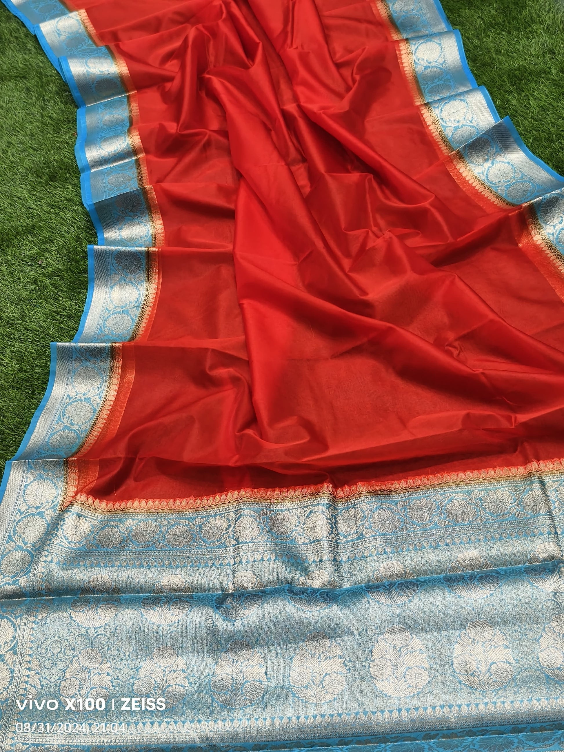 Plain Organza Saree with Border
