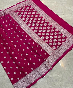 Banarasi Georgette Katan Handloom Silk Saree