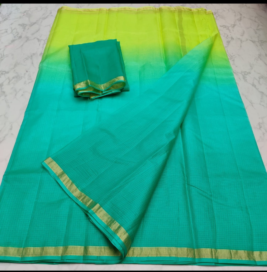 Pure Silk Kota Doria Plain Dyed Saree