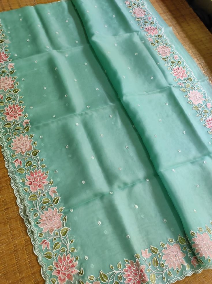 Kora Organza Saree with Embroidery Work