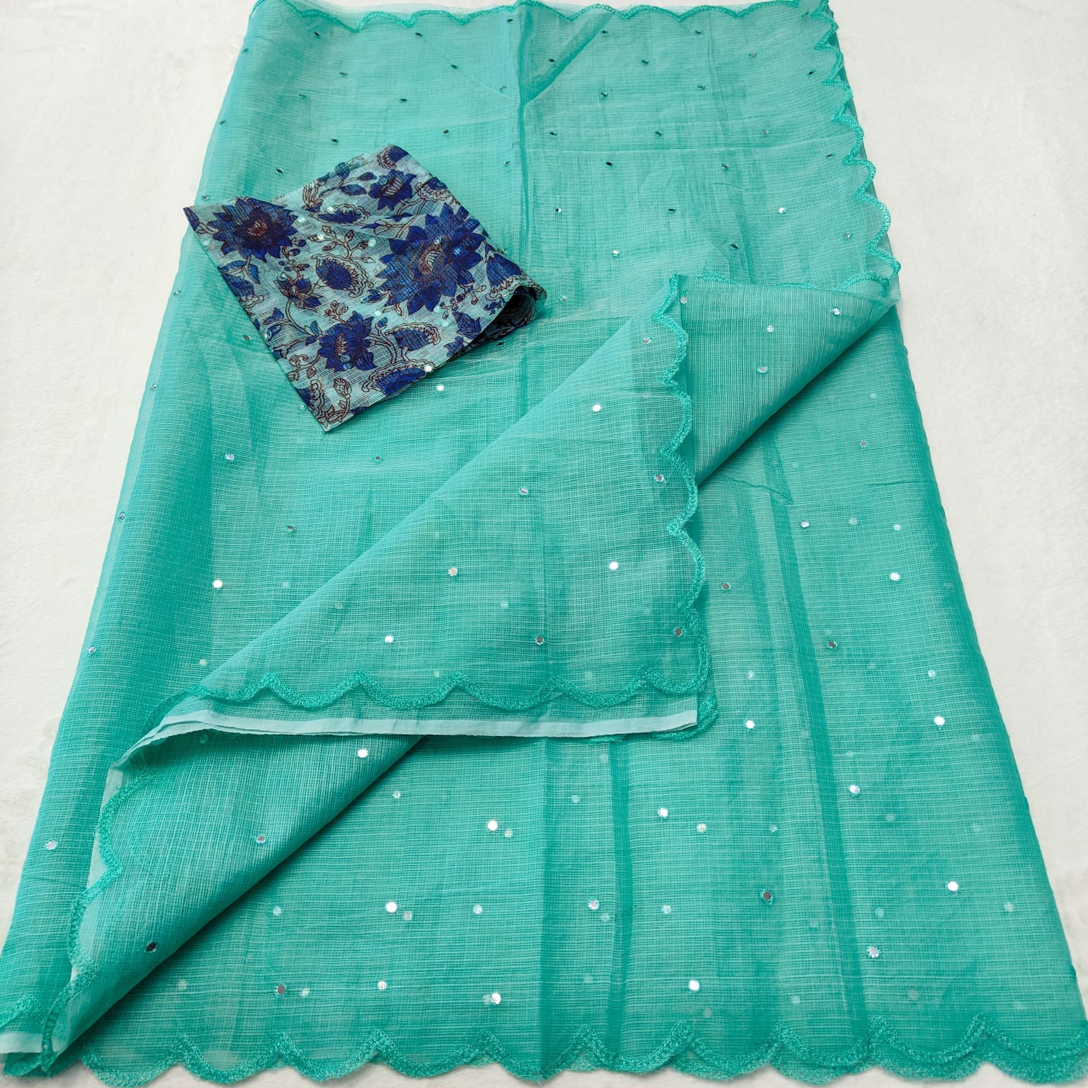 Kota Doria Mirror Work Saree