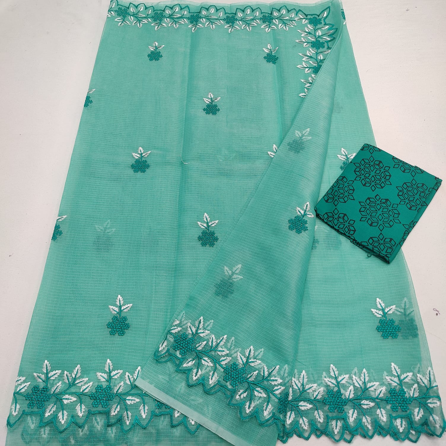 Kota Doria Embroidery Saree