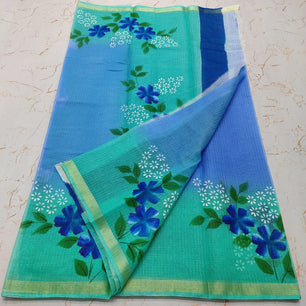 Kota Doria Hand Painted Saree