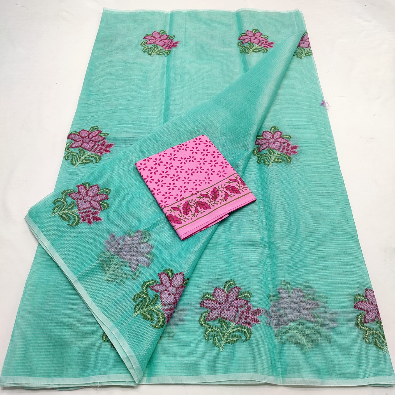 Kota Doria Embroidery Saree