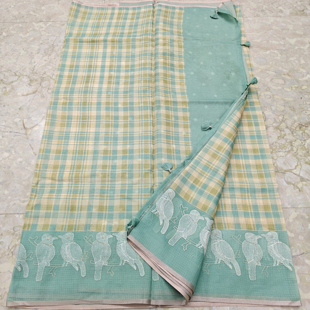 Soft Silk Kota Printed Saree with Embroidery Work