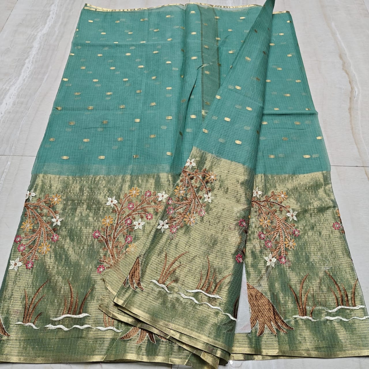 Kota Tissue Embroidery Saree