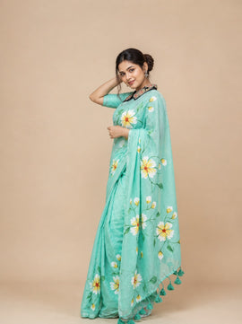 Mulmul Cotton Handprint Saree