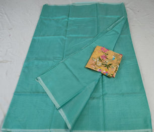 Premium Kota Doria Soft Silk Plain Saree with Embroidery
