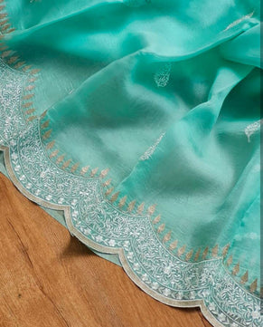 Kora Organza Saree with Beautiful Embroidery Work