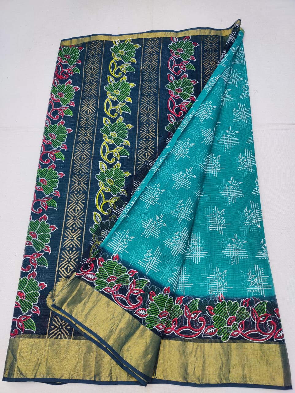 Kota Doria Hand Block Print Saree