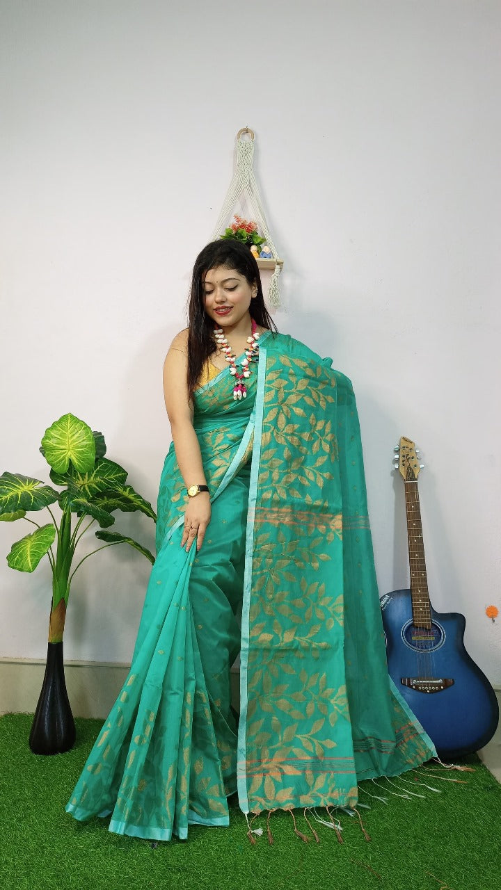 Handloom Copper Woven Saree – Cotton Silk