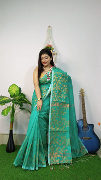 Handloom Copper Woven Saree – Cotton Silk