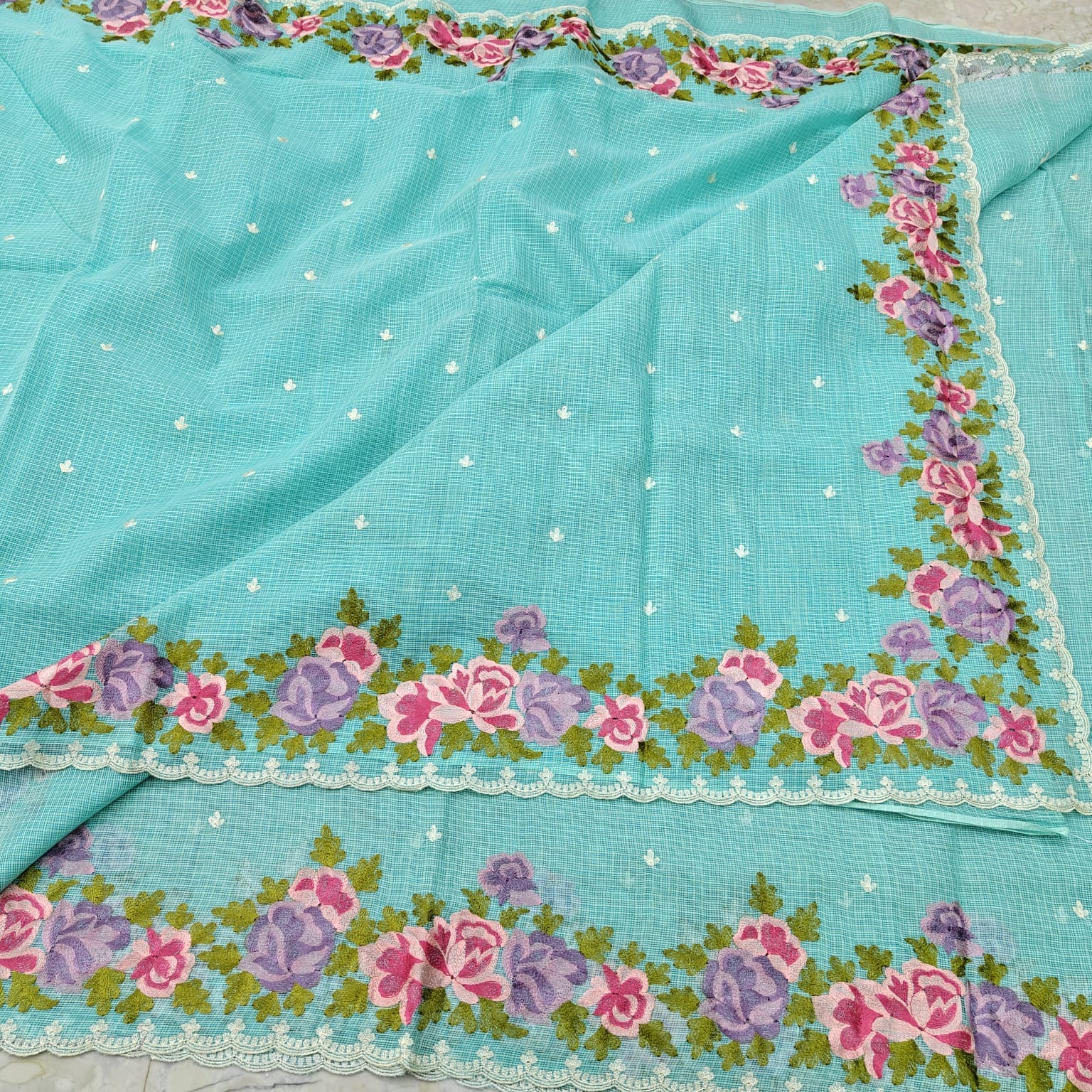 Pure Cotton Kota Saree with Embroidery Work