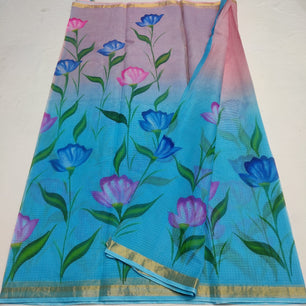Kota Doria Pure Cotton Brush Paint Saree