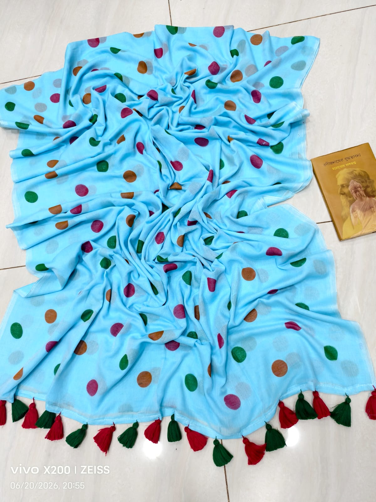 Multicolor Mulmul Cotton Saree