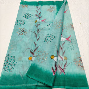 Kota Doria Soft Cotton Hand Painted Saree