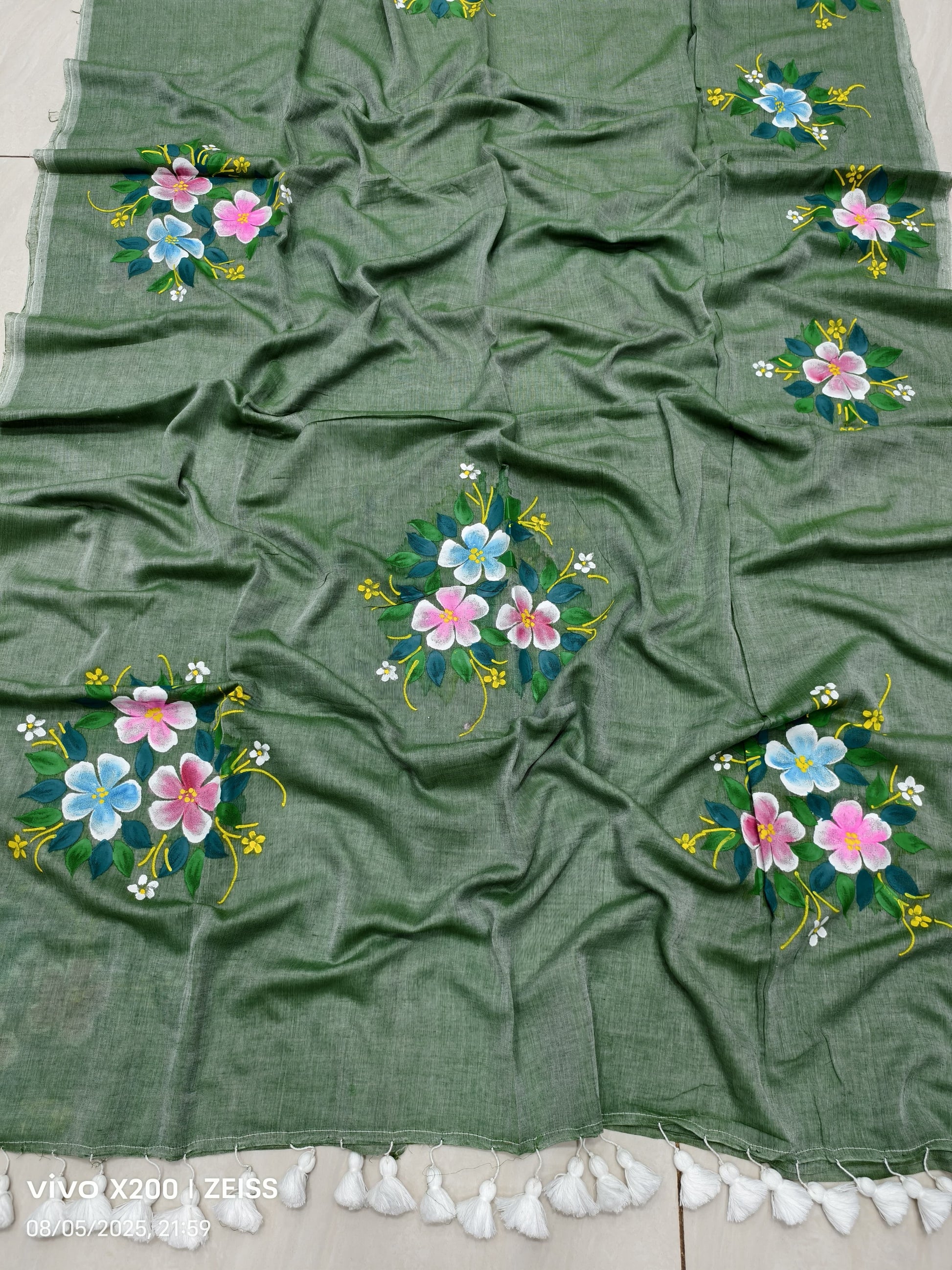 Mulmul Cotton Hand-Painted Saree