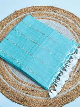 Pure Mulmul Cotton Sequin Chain Saree