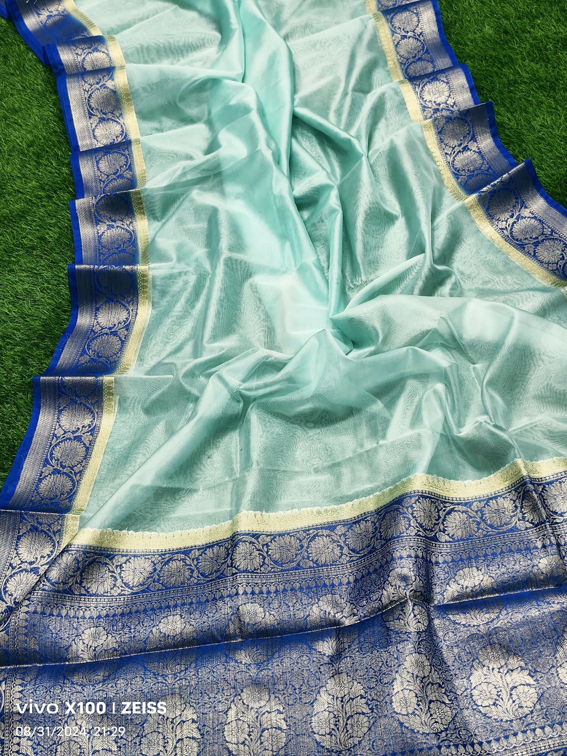 Plain Organza Saree with Border