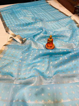 New Exclusive Organza Muslin Buti Saree
