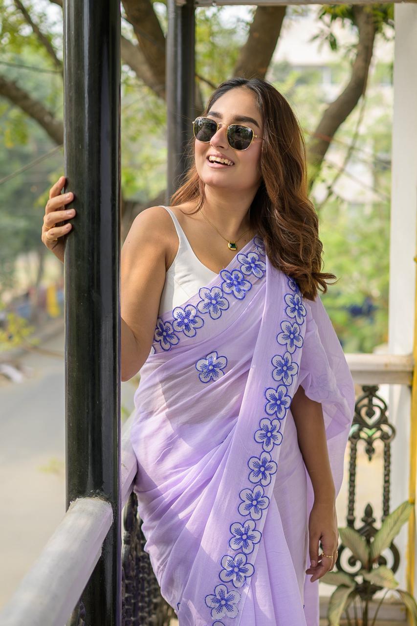 Mulmul Cotton Saree with Hand Painting