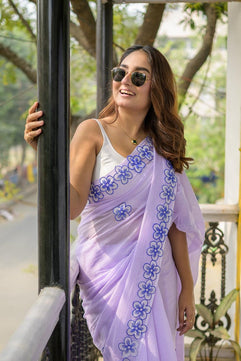Mulmul Cotton Saree with Hand Painting