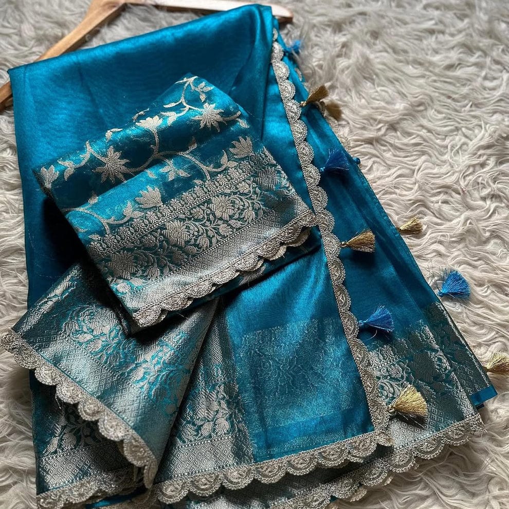 Tissue Silk Saree with Lace Work