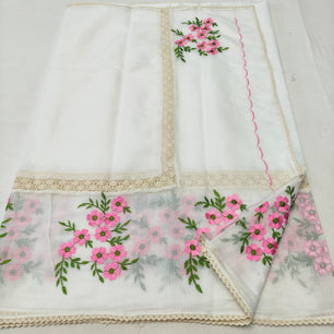 Kota Doria Crochet Lace Saree